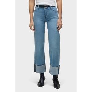 NEW HUDSON rosie high rise wide leg ankle cuff jean in oak